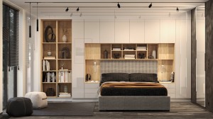 System mebli Sleep Varia ze stolikami nocnymi (fronty biały połysk)