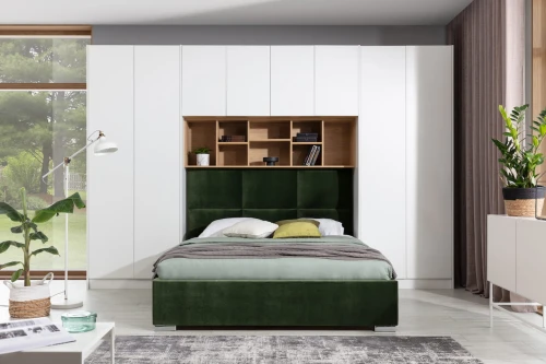 System mebli Sleep Varia fronty biały połysk zabudowa sypialni