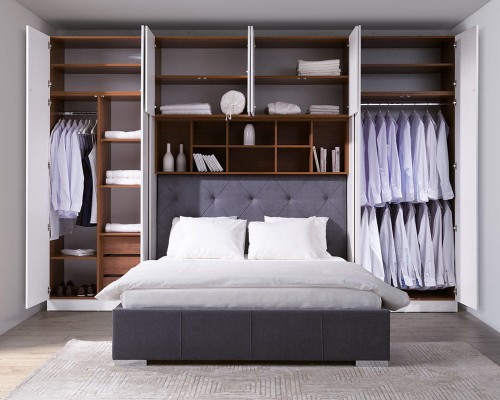 System mebli Sleep Varia fronty biały połysk zabudowa sypialni