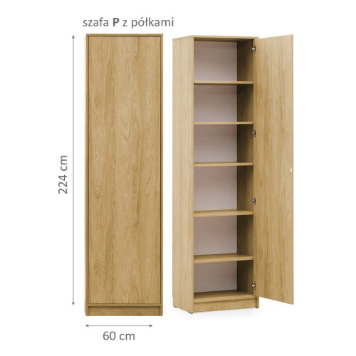Szafa Basic "P" szer. 60 cm z półkami (kolor do wyboru)