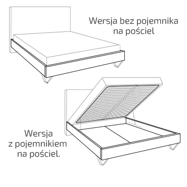 Łóżko Gulio tapicerowane wersja Light z pojemnikiem lub bez