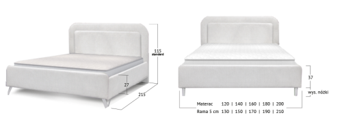 Łóżko Gulio tapicerowane wersja Light z pojemnikiem lub bez