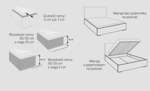 Łóżko Biaggio ramowe z pojemnikiem lub bez