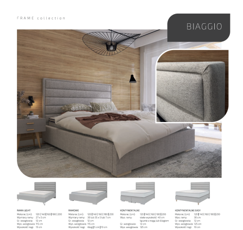 Łóżko Biaggio ramowe z pojemnikiem lub bez