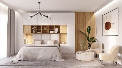 System mebli Sleep Varia ze stolikami nocnymi  dąb olejowany