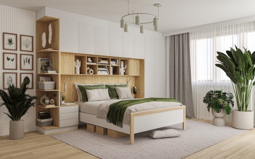 System mebli Sleep Varia ze stolikami nocnymi  dąb olejowany