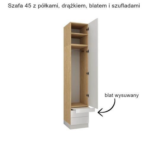 System szaf i regałów Sleep Varia fronty biały połysk - zabudowa do sypialni