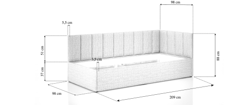 Łóżko dziecięce z pojemnikiem 81260 tapicerowane