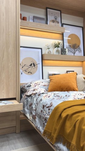 Półkotapczan z sofą GENIUS 140x200 lub 160x200 cm kolory matowe, rozwiązanie do małych pomieszczeń (sofa z pojemnikiem)