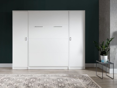 Półkotapczan pionowy New Elegance BASIC 90x200 | 120x200 | 140x200 w białym połysku na frontach z szafami do wyboru