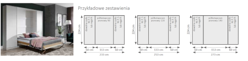 Półkotapczan pionowy New Elegance BASIC 90x200 | 120x200 | 140x200 w białym połysku na frontach z szafami do wyboru