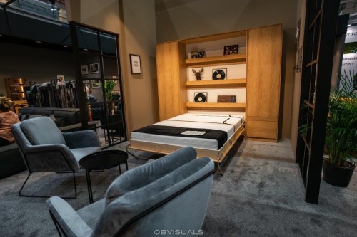 Półkotapczan pionowy New Elegance BASIC 90x200 | 120x200 | 140x200 w białym połysku na frontach z szafami do wyboru