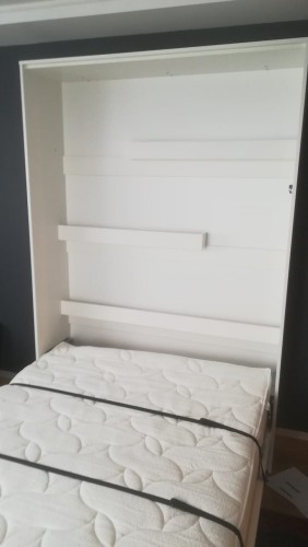 Półkotapczan pionowy New Elegance BASIC 90x200 | 120x200 | 140x200 w białym połysku na frontach z szafami do wyboru