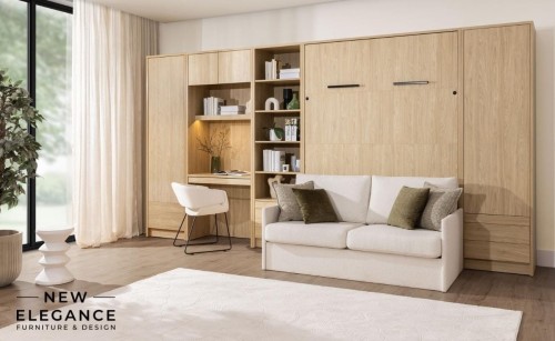 Półkotapczan z sofą GENIUS 140x200 lub 160x200 cm kolory matowe, rozwiązanie do małych pomieszczeń (sofa z pojemnikiem)