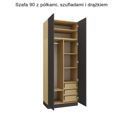 System mebli SLEEP VARIA - zabudowa do sypialni fronty grafitowe