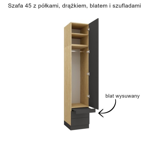 System mebli SLEEP VARIA - zabudowa do sypialni fronty grafitowe