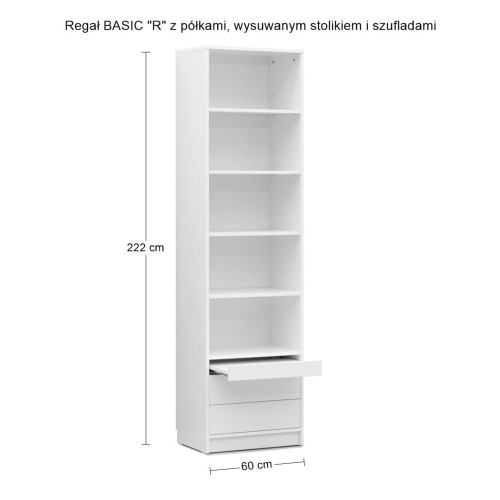 Półkotapczan poziomy BASIC 90x200 | 120x200 | 140x200 w białym połysku na frontach z szafami i nadstawką do wyboru