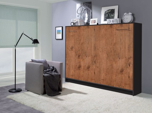 Półkotapczan poziomy Basic 90x200 | 120x200 | 140x200 dąb Sonoma jasny z szafami i nadstawką do wyboru