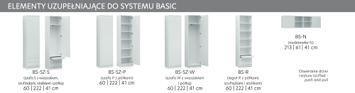 Półkotapczan poziomy Basic 90x200 | 120x200 | 140x200 dąb Sonoma jasny z szafami i nadstawką do wyboru