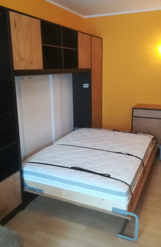 Półkotapczan poziomy Basic 90x200 | 120x200 | 140x200 dąb Sonoma jasny z szafami i nadstawką do wyboru