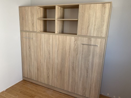 Półkotapczan poziomy Basic 90x200 | 120x200 | 140x200 dąb Sonoma jasny z szafami i nadstawką do wyboru