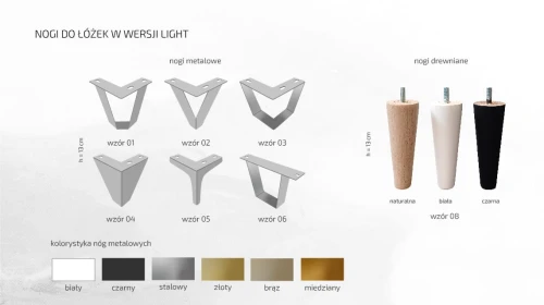 Łóżko Gulio tapicerowane wersja Light z pojemnikiem lub bez