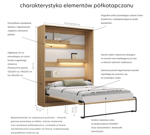 Sofa do półkotapczanu GENIUS 140 lub 160 cm rozwiązanie do małych pomieszczeń