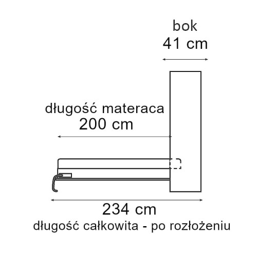 Półkotapczan pionowy Basic 140x200 Dąb Lancelot/czarny dwuosobowy z szafami do wyboru