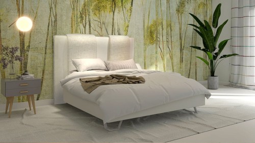 Łóżko tapicerowane Leonardo Light z pojemnikiem lub bez 