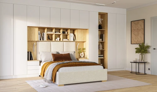 Baza łóżka ze stolikami nocnymi  z systemu zabudowy Sleep Varia dąb olejowany