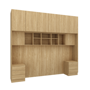 Baza łóżka ze stolikami nocnymi  z systemu zabudowy Sleep Varia dąb olejowany