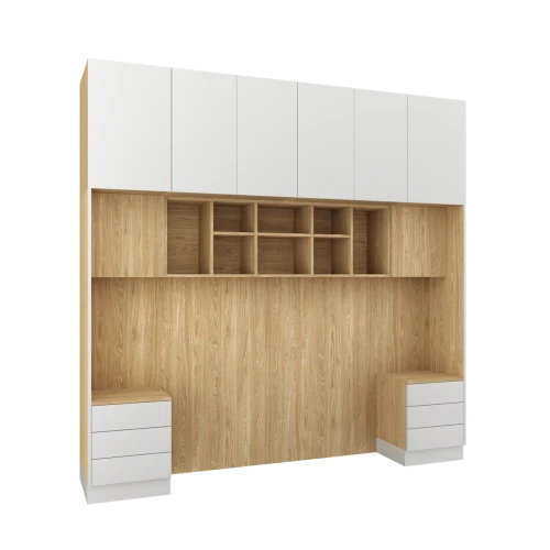 Baza łóżka ze stolikami nocnymi  z systemu zabudowy Sleep Varia dąb olejowany