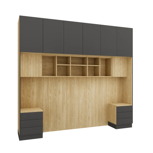 Baza łóżka ze stolikami nocnymi  z systemu zabudowy Sleep Varia dąb olejowany