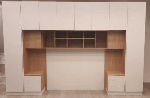 Baza łóżka ze stolikami nocnymi  z systemu zabudowy Sleep Varia fronty biały mat