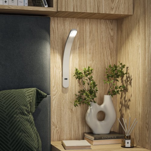 Baza łóżka ze stolikami nocnymi z systemu zabudowy Sleep Varia fronty biały połysk