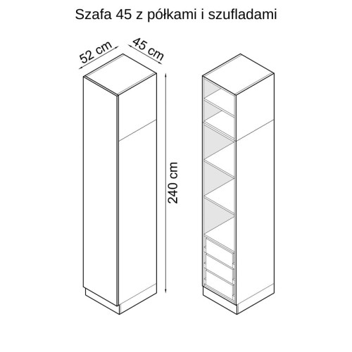 Baza łóżka ze stolikami nocnymi z systemu zabudowy Sleep Varia fronty biały połysk