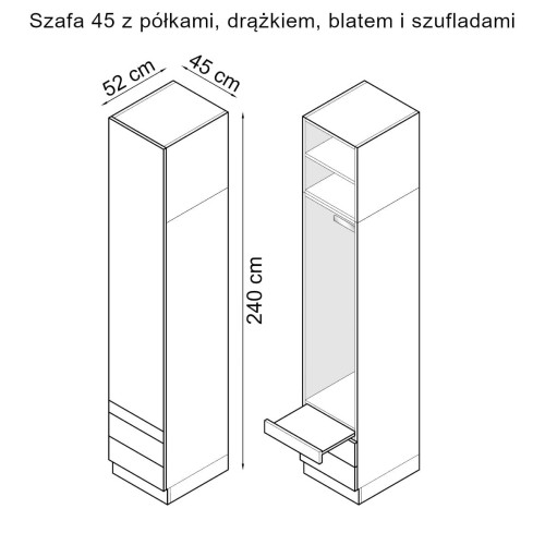 Baza łóżka ze stolikami nocnymi z systemu zabudowy Sleep Varia fronty biały połysk