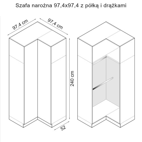 Baza łóżka ze stolikami nocnymi z systemu zabudowy Sleep Varia fronty biały połysk