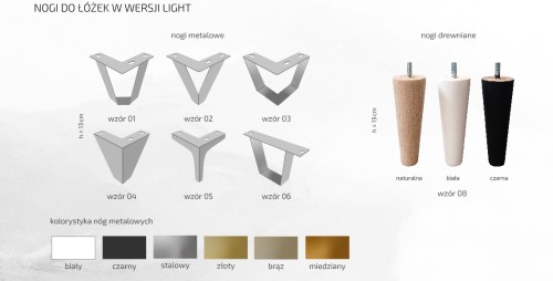 Łóżko Gulio tapicerowane wersja Light z pojemnikiem lub bez