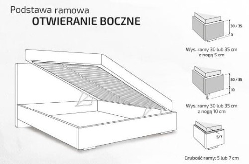 Łóżko tapicerowane Giorgio wersja ramowa z pojemnikiem lub bez