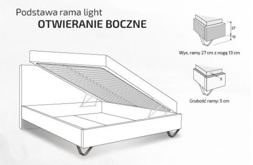 Łóżko tapicerowane Valentino  wersja Light z pojemnikiem lub bez