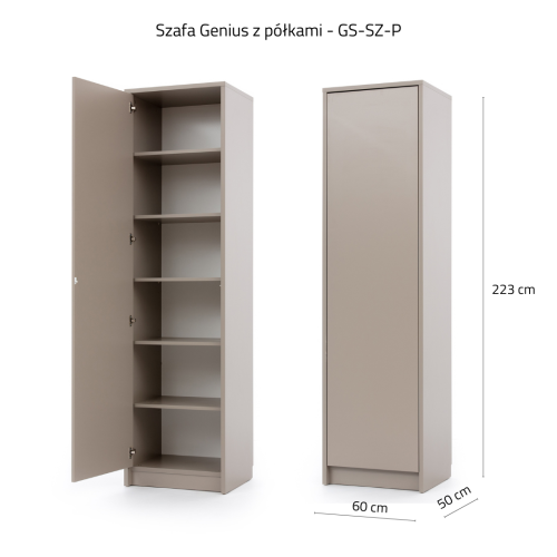 Półkotapczan GENIUS siłownikami gazowymi 120x200 | 140x200 | 160x200 z dodatkowymi  szafami (fronty matowe)