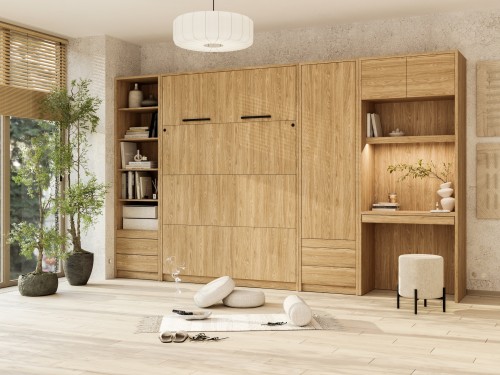 Półkotapczan GENIUS siłownikami gazowymi 120x200 | 140x200 | 160x200 z dodatkowymi  szafami (fronty matowe)