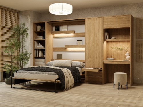 Półkotapczan GENIUS siłownikami gazowymi 120x200 | 140x200 | 160x200 z dodatkowymi  szafami (fronty matowe)