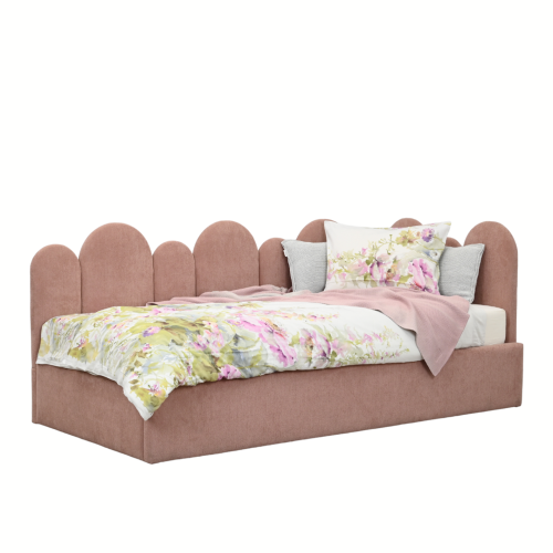 Łóżko młodzieżowe Flow 90x200 lub 120x200 cm (narożne wezgłowie w kształcie fal o różnych wysokościach)