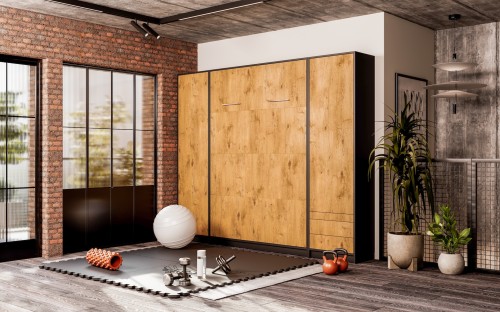 Łóżko w szafie/półkotapczan pionowy Basic 90x200 | 120x200 | 140x200 kolory matowe z szafami do wyboru