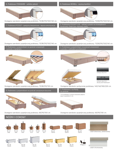 Łóżko kontynentalne 700 z ramką drewnianą - New Elegance
