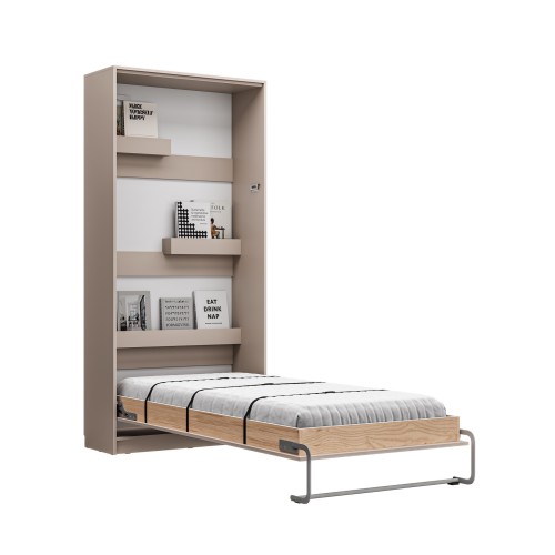 Łóżko w szafie/półkotapczan pionowy Basic 90x200 kolor Congo jednoosobowy  z szafami do wyboru