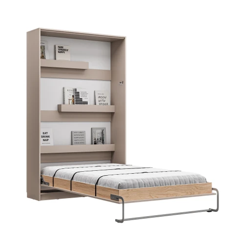 Łóżko w szafie/półkotapczan pionowy Basic 90x200 kolor Congo jednoosobowy  z szafami do wyboru