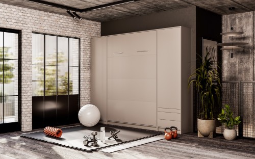 Łóżko w szafie/półkotapczan pionowy Basic 120x200 kolor Congo jednoosobowy  z szafami do wyboru